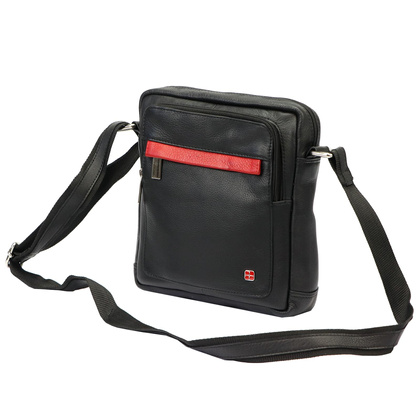 Saszetka męska z naturalnej skóry Albatross BB178 Czarna