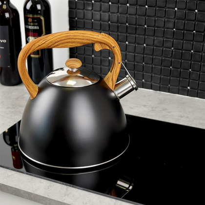 Czajnik stalowy tradycyjny z automatycznym gwizdkiem czarny 3 l