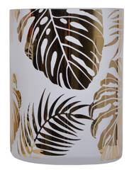 Świecznik szklany w liście złoty duży