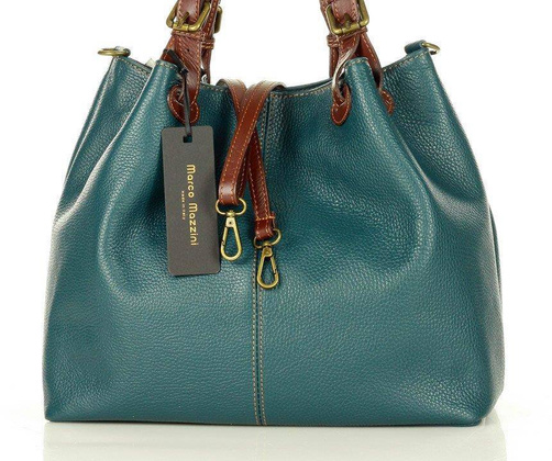 Torba skórzana klasyczny shopper bag - MARCO MAZZINI morski zielony - min. zamówienie 20 / 50 / 100 szt.