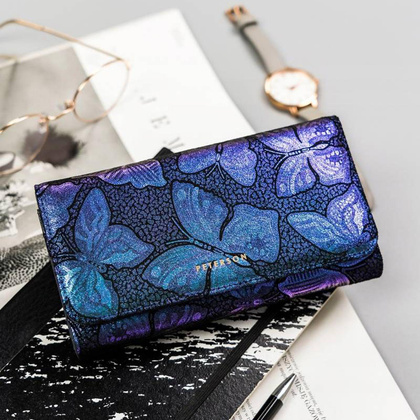 Duży, skórzany portfel damski w orientacji poziomej Peterson