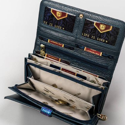 Duży, skórzany portfel damski w orientacji poziomej Peterson