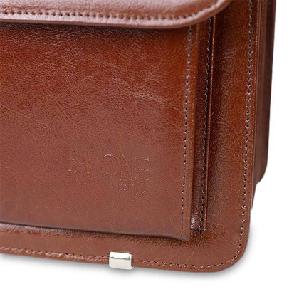 Skórzana teczka męska na laptopa brązowa - Pavone Nero Roma 2140 BR