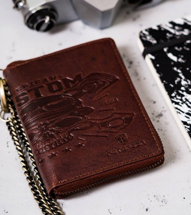 Skórzany portfel męski na zamek