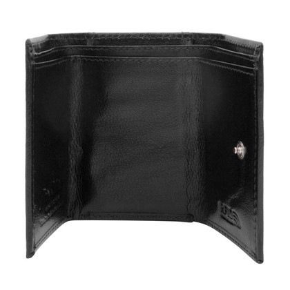 Maly skorzany portfel damski na zatrzask