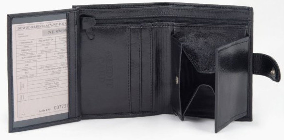 Portfel męski skórzany KEMER P6J Czarny - min. zamówienie 20 / 50 / 100 szt.