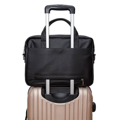 Skórzana torba męska na laptopa 15,6" ramię czarna - Pavone Nero Rimini 2409 BL