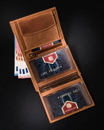 Skorzany portfel meski z systemem RFID Protect