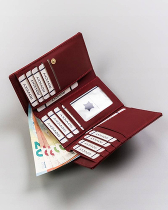 Skórzany portfel damski na bigiel i zatrzask