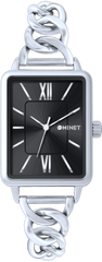 MINET Czarny damski zegarek SIENA ze srebrna stalową bransoletką