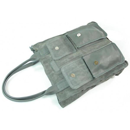 SZARY ZAMSZOWY WOREK VERA PELLE KIESZENIE SKÓRA POJEMNA TORBA XXL A4 BYC88G KEMER