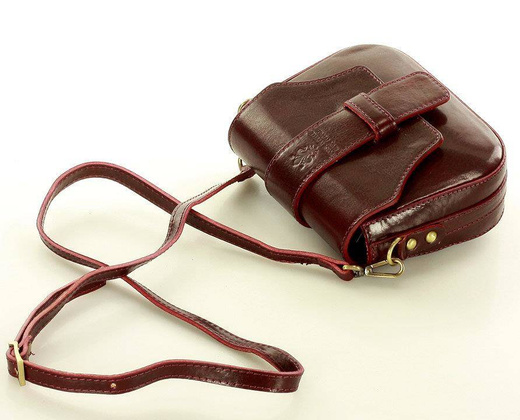 Torebka skórzana crossbody bag MAZZINI VERONA - bordo - min. zamówienie 20 / 50 / 100 szt.