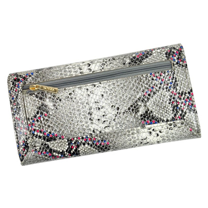 Portfel damski skórzany PELLUCCI SN-102 RFID popiel + pomarańcz