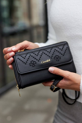 Portfel-kopertówka z haftowaną klapką — Cavaldi