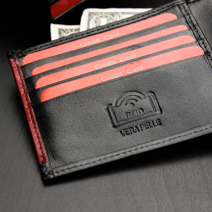 Portfel męski skórzany PIERRE CARDIN TILAK29 8824 RFID Czarny / Niebieski