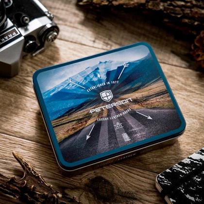 Skórzany męski portfel Peterson PTN N4-BE-TRAVEL ciemny brąz