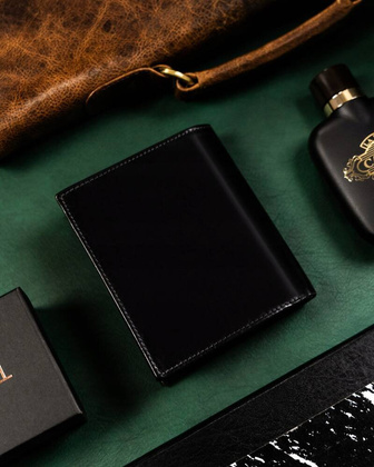 Duzy skorzany portfel meski z systemem RFID