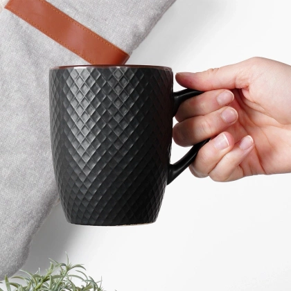 Kubki ceramiczne czarne 400 ml 4 szt.