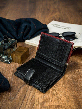 Pionowy portfel męski dwukolorowy, skóra naturalna hq