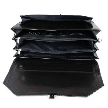 Skórzana teczka męska na laptopa czarna aktówka - Pavone Nero Marsala 2171 BL