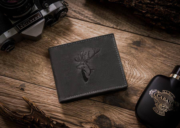 Portfel męski skórzany N992-CHM DEER Czarny