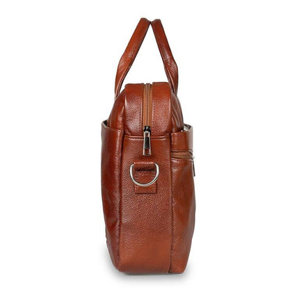 Skórzana torba męska na ramię laptopa 15,6" brązowa - Pavone Nero Palermo 2485 BR