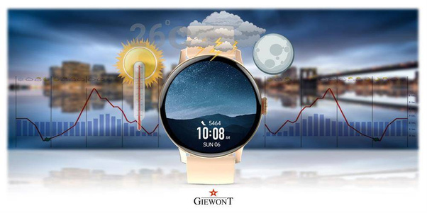 Smartwatch Giewont Różowy GW330-1 + Bransoleta Różowe Złoto