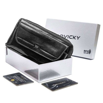 Skórzane etui na pasek z miejscem na karty i dokumenty, RFID