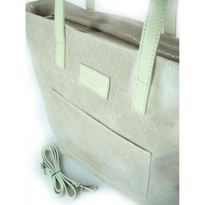 DUŻA TORBA SHOPPER BAG VERA PELLE NA RAMIĘ ŚWIECĄCA WŁOSKA SKÓRA A4 RÓŻ PUDROWY X87RR KEMER