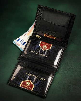 Skorzany portfel meski z systemem RFID