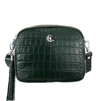 Mała i klasyczna torebka Canaletto ze skóry o wzorze krokodyla i ozdobnym frędzlem TD835s114