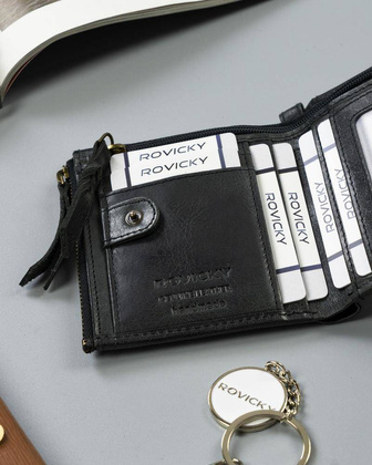 Portfel z dwiema kieszeniami na bilon Rovicky Czarny