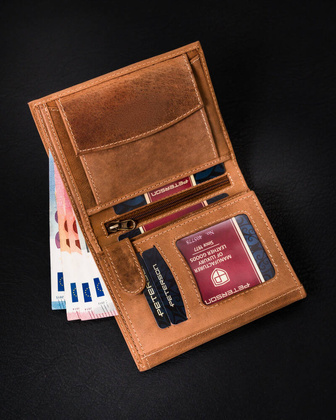 Skorzany portfel meski z systemem RFID Protect