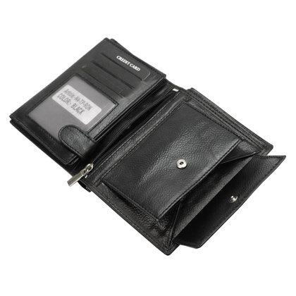 Duży skórzany czarny portfel męski rfid