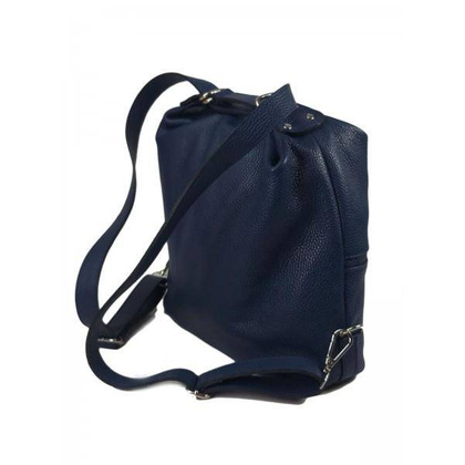 Torebko plecak,Włoski worek na ramię Vera Pelle,pojemny A4 STZ34BS granatowy