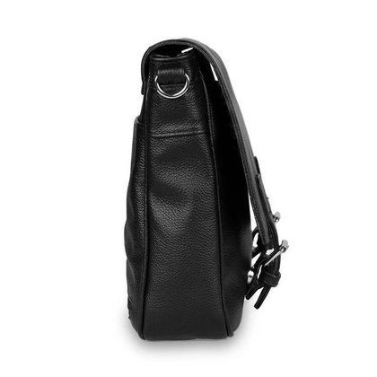 Skórzana listonoszka męska torba na ramię laptopa czarna - Pavone Nero Lukka 2331 BL