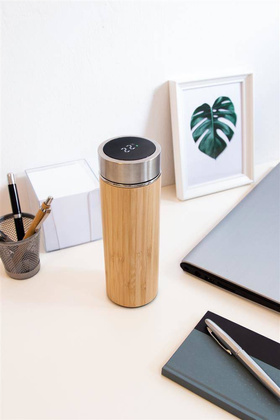 Termos BAMBOO TEMP, brązowy, srebrny