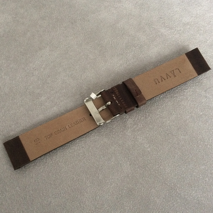 LAVVU Ciemnobrązowy gładki pasek PLAIN z luksusowej skóry Top Grain - 18