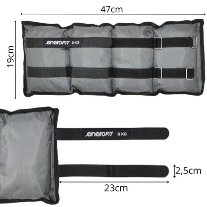 OBCIĄŻENIE NA PRZEGUBY SZARE 12KG (2x6KG) ENERO FIT