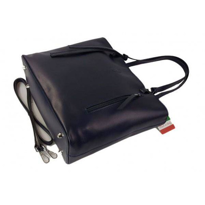 Torebka na ramię Vera Pelle ,Włoski skórzany kuferek format A4, Granatowa KM446BS