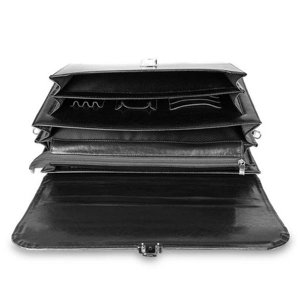 Skórzana aktówka męska teczka na ramię czarna - Pavone Nero Milan 2218 BL