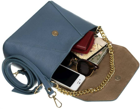 Elegancka listonoszka z łańcuszkiem Peterson Niebieska