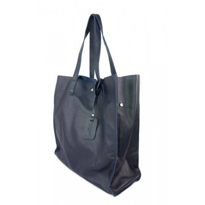 TOREBKI SKÓRZANE ZE SKÓRY NATURALNEJ SHOPPER BAG GENUINE LEATHER NA RAMIĘ A4 GRANATOWA GL46BS