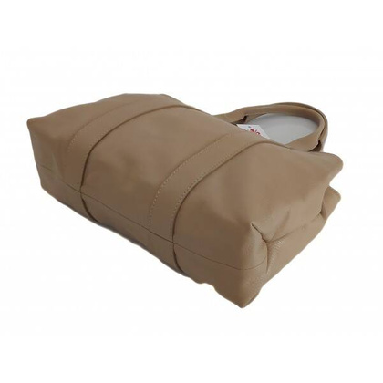 Duża piękna Włoska skórzana torba na ramię pojemna mieści XL ,Vera Pelle Beżowa VPA78T