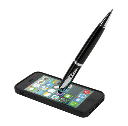 Długopis ze stali nierdzewnej TOUCH DOWN, czarny, srebrny