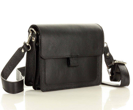 MARCO MAZZINI Torebka listonoszka skórzana messenger italian design czarna - min. zamówienie 20 / 50 / 100 szt.