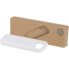 Alkes wodoodporny powerbank z karabińczykiem o pojemności 5000 mAh i mocy 12 W, wykonany z tworzyw sztucznych pochodzących z recyklingu