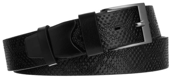 Skórzany męski czarny pasek klasyk skóra węża