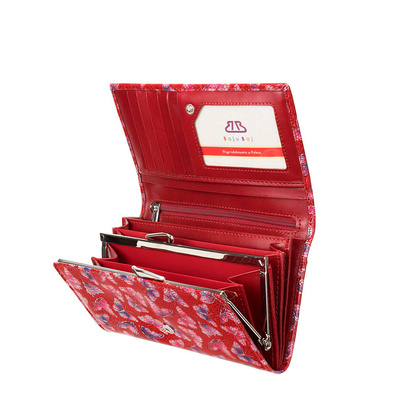 Duży czerwony portfel damski BajuBaj ze skóry licowej z biglem PD1602s86