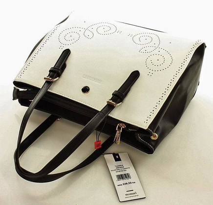 MONNARI Torebka kuferek z regulowanymi rączkami biały z czarnym - min. zamówienie 20 / 50 / 100 szt.